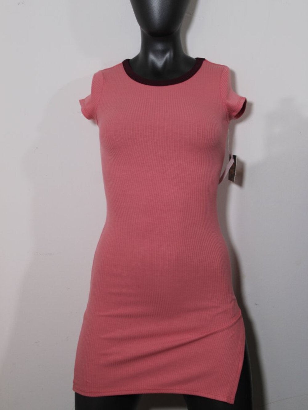 Planet Gold NWT Ribbed Ringer Bodycon Mini Dress Pink Size 4/5 - Picture 6 of 8